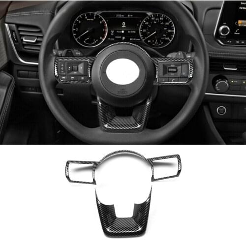 Carbon Fiber Style Car Steering Wheel Switch Button Cover for Nissan Rogue 2021 2022