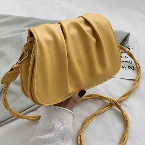 Braided strap Women messenger Bags small PU Leather lady Sling bag Folds Women Cloud Bags purses and handbags bolsa feminina