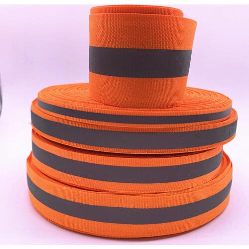5 Yards 10mm 15mm 20mm 25mm 50mm Orange Safety Silver Reflective Sew on Fabric Tape Strap Vest Webbing