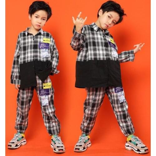 Hip Hop Dance Costumes for Girls Boys Jazz Ballroom Dance Clothes Kids Party Stage Outfits Hiphop Competition Costumes Suits LJ