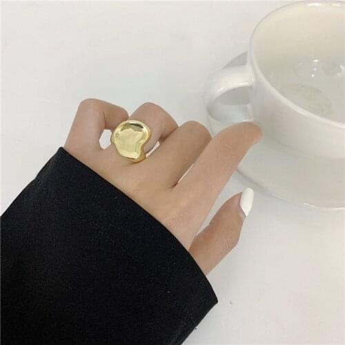 TARCLIY Geometric Irregular Metal Concave Convex Ring Simple Temperament INS Style Fashion Finger Ring Women Party Jewelry Gift