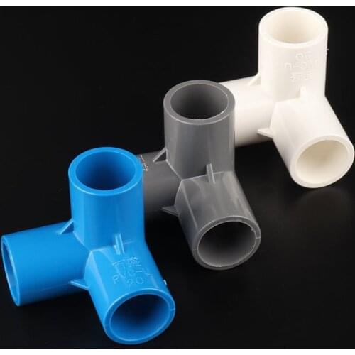 2Pcs 20 25 32 40mm PVC Pipe Connector Three Dimensional Tee DIY Three Way Plastic Tool Aquarium Garden Irrigation Hose Fittings
