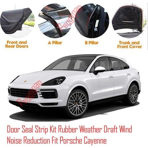 Door Seal Strip Kit Self Adhesive Window Engine Cover Soundproof Rubber Weather Draft Wind Noise Reduction For Porsche Cayenne