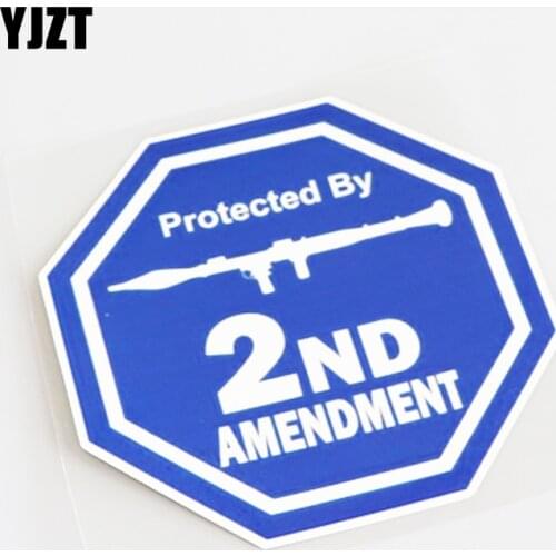 YJZT 12.7CM*12.7CM Creative Protected By 2ND Amendment PVC Car Window Sticker Decal 13-1131