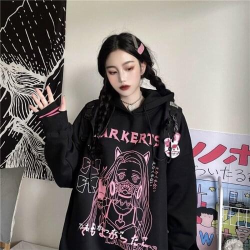Woman Funny Cartoon Hoodies Ullzang Cute Anime Harajuku Tops Punk Pullover Clothes Hoodies Women Clothes for Teens