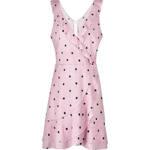 Print Dress Women Sexy White Wrap Bodycon Casual Summer Style Boho Resort High Waist Dots Dresses