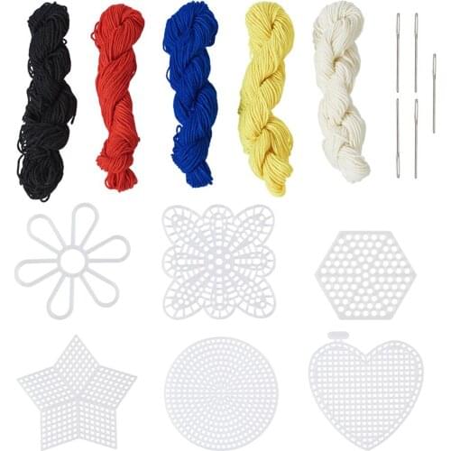 1Set DIY Crafts with Tapestry Needles Plastic Canvas Shape Polyacrylonitrile Fiber Yarn Cord for Needlepoint Coasters Handmaking