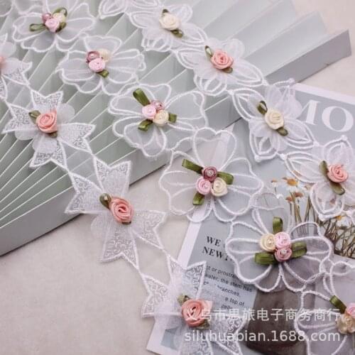 1 yards/lot Flowers Embroidery water-soluble Lace Ribbon for Clothing Dress Hat Curtain Trims Accessories
