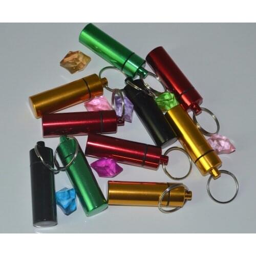 10PCS Waterproof Aluminum Pill Box Case Drug Holder Pills Container With KeyRing Portable Outdoor First Aid Health Care