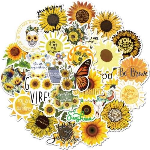 50pcs/pack Sunflowers "you are my sunshine" Diary Laptop Decal Planner Memo Scrapbooking Sticker Stationery Kids Toy Stickers A