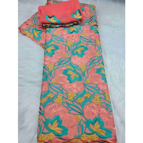 7yards African 100%Cotton Lace Fabric With Embroidery Nigerian Swiss Voile Lace In Switzerland Dubai Fabric For Wedding