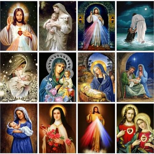 Huacan Diamond Painting Religion Cross Stitch Diamond Embroidery Mosaic Jesus Full Drill Decoration For Home Handmade Gift