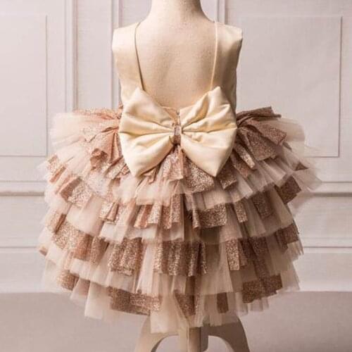 Kids Party Bow Dress For Girls Wedding Princess Dresses Baby Girls 1st Birthday Vestidos Kid Evening Ball Gown Children Clothing