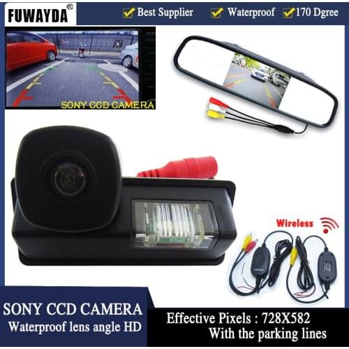 FUWAYDA 2.4GHz Wireless Car Parking Wireless Rear view Camera With 4.3" Mirror Monitor for Nissan Cefiro Tiida Teana Paladin HD