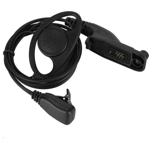 D Type Ear Hanger With PTT MIC For Motorola Xpr-6300/6350/6550/6580/7550/P8200 8268D Ear-Hook Headphones (Black)