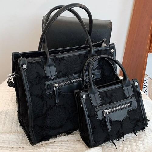 European and American Popular Large-capacity Bags, Autumn 2021new Fashion Ladies Canvas Tote Bag Texture Shopping Bag Female Bag