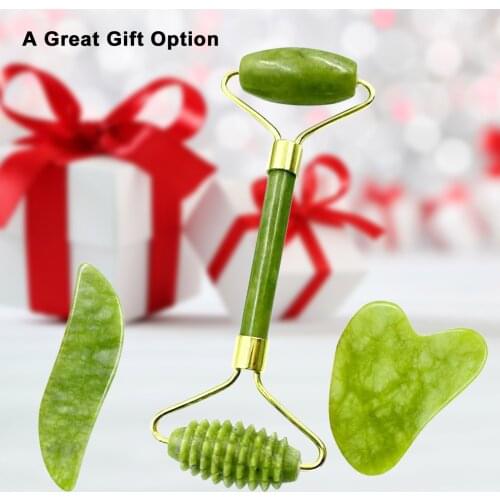 Face Massager Jade Stone Set Jade Roller Gua Sha Scrapers in Different Shapes Massage Tools for Facial Skin Care Beauty