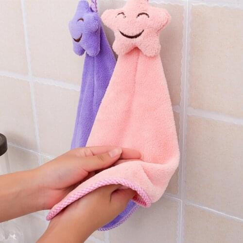 Cute Baby Towel Toddler Soft Plush Nursery Hand Towel Cartoon Animal Smiling Wipe Hanging Bathing Towel Children Bathroom Towels