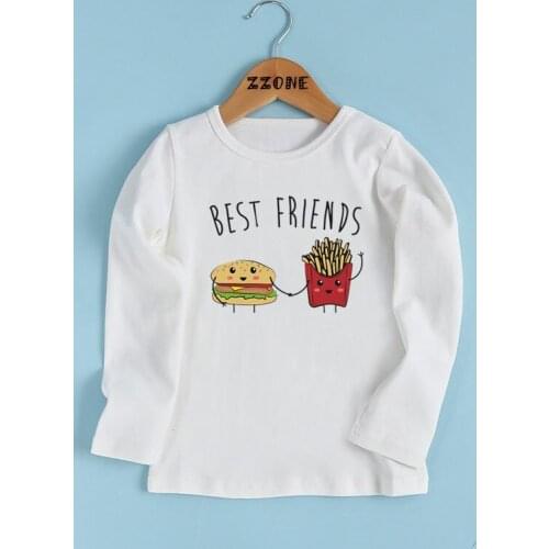 Boys/Girls Fast Food Good Friends Pattern Fashion T shirt Baby Casual Funny T-shirt Kids Cute Long Sleeve Clothes,LKP2053