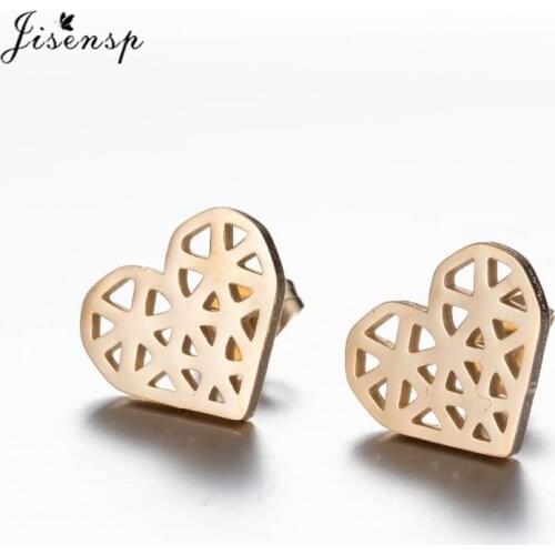 Fashion Cute Geometric Heart Stud Earrings for Women Small Stainless Steel Earing Girls Ear Cuff Punk Piercing Jewelry Oorbellen