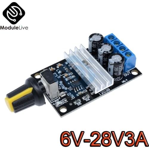 DC 6V 12V 24V 28V DC 3A 80W PWM Motor Speed Controller Module Regulator Adjustable Variable Speed Control Potentiometer Switch