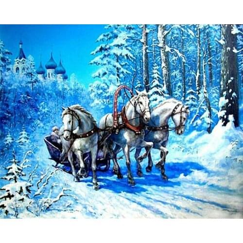 Horse style Embroidery Counted Cross Stitch Kits Needlework - Crafts 14 ct DMC Color DIY Arts Handmade Decor horse tree