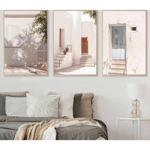 Spain Pastel Village Floral Photography Posters Spain Summer Travel Prints Mediterranean Wall Art Canvas Painting Pictures Decor