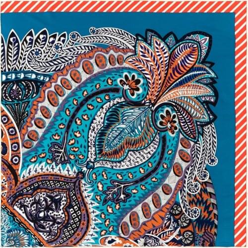 POBING Manual Hand Rolled Twill Silk Scarf Women Feather Cashew Square Scarves Echarpes Foulards Femme Wrap Bandana Hijab 90CM