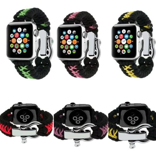 Series 6/5/4/3/2/1 Paracord Survival mix color Bracelet For iwatch band 40/44mm Nylon Rope strap for Apple Watch SE Band 38/42mm
