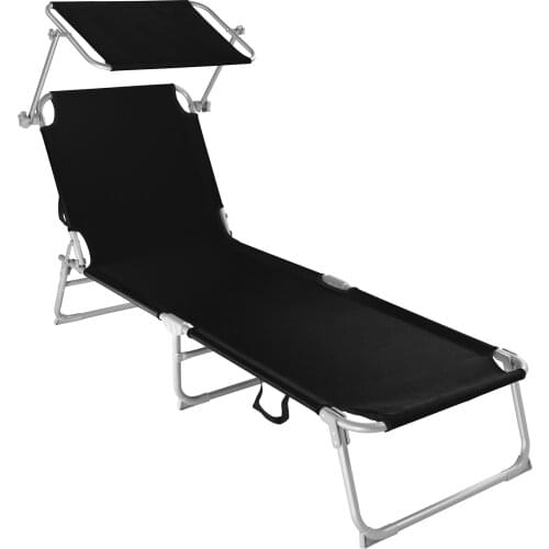 Tectake sun lounger with 4 positions black-folding garden lounger, patio furniture with adjustable backrest, seat