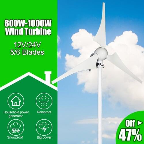 Free Energy 600W 800W 1000W 3 5 6 Blades Windmill 12V 24V Small Wind Turbine Generator For Home Farm Street Lamps