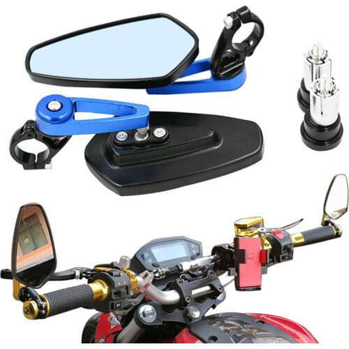 2Pcs Motorcycle Aluminum 7/8" 22mm Bar End Side Rearview Mirror Universal Motorbike Bike Handlebar Rear View Mirrors Universal