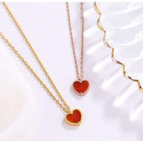 YSH new 100% 925 sterling silver red enamel heart pendant necklace 2020 woman fine DIY jewelry Valentine Day gifts free shipping