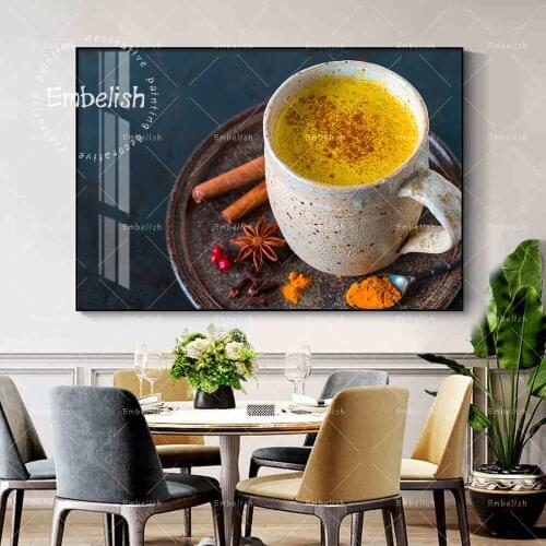 1 Pieces Delicious Food Golden Milk Fashion Wall Posters For Coffee Shop Home Kitchen Decor Resturant HD Canvas Painting Picture