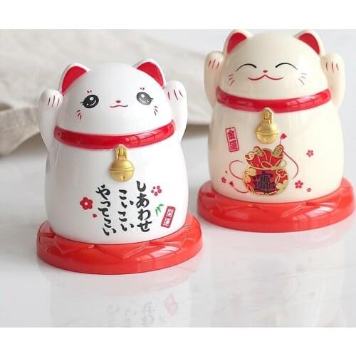 1 Pcs Plastic Toothpick Box Japanese Cartoon Lucky Cat Red Black Toothpick Holder Creativity Home Restaurant Storage Decoration