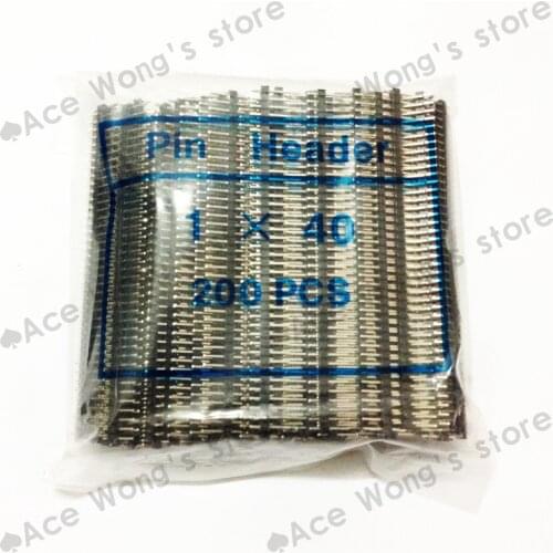Free Shipping 200pcs 1 * 40P Single Row Male 1X40 Pin Header Strip 2.54 mm Iron Single Row Male connector