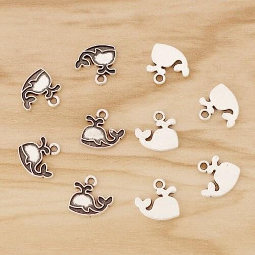 30 Pieces Tibetan Silver Cute Whale Sea Life Charms Pendants Beads for Necklace Bracelet Anklets Jewellery Making Accessories