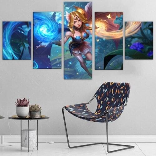 5pcs Lunox Ash Blossom Mobile Legends Game Posters and print Canvas Art Wall Paintings for living room Home Decoration framed