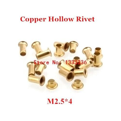 500pcs M2.5*4(L) Copper Hollow Rivet 2.5mm Double-sided circuit board PCB vias nails / copper corn
