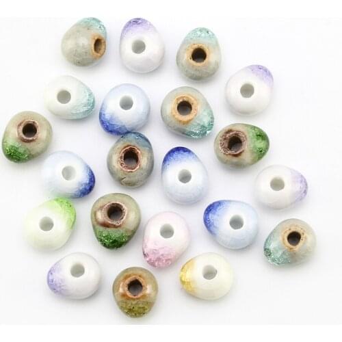 6 8 10mm Crack Ceramic Beads For Bracelet Teardrop Shape Big Hole Bead diy Hand Made Loose Spacer Beads For Jewelry Making