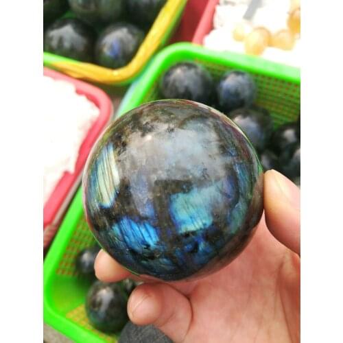 60mm NATURAL labradorite quartz crystal sphere ball healing+stand