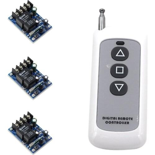 500m DC 12V 24V 36V 48V 30 A 1 CH RF Wireless Remote Control 3pcs Receivers & 1pcs Transmitter 3Keys 315/433mhz