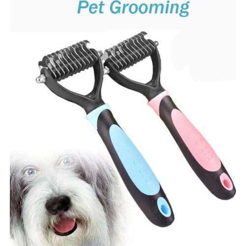Pet Grooming Tool 2 Sided Undercoat Rake for Cats & Dogs Safe Dematting Comb for Easy Mats & Tangles Removing No Nasty Shedding