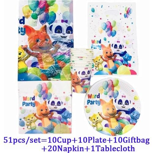 Word Party Birthday Supplies Disposable Tableware Baby Girl Birthday Party Decorations Paper Cup Plates Gift bag Tablecloth
