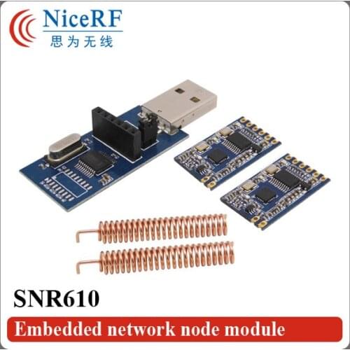 2pcs/lot 433MHz TTL Interface Embedded Network RF Module Kit SNR610 (2pcs SNR610+2pcs Spring Antenna+ 1pc USB Bridge Board)