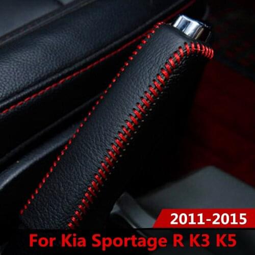 Leather Hand Brake Cover Protective Sleeve Accessories For Kia Sportage R Cerato K3 K5 Sorento 2011-2015 Handbrake Grips Case