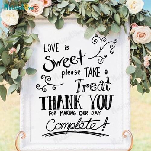 Creative DIY Wedding Board Sticker Reception Sign Love Is Sweet Please Take Treat Thank You Welcome Wedding Sign SE010