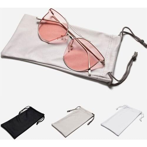 Fashion Solid Color Sunglasses Bag Portable Drawstring Eyeglasses Pouch Soft Delicate Glasses Cloth Bags Eyewear Accessories