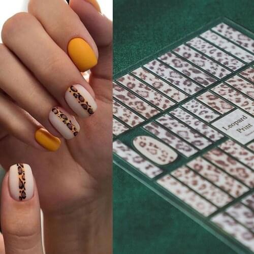 1 PC Lace Zebra Cow Pattern Nail Stickers Green 3D Bamboo Leaves Animal Water Slide Nail Art Decals Manicure Tools Decoration