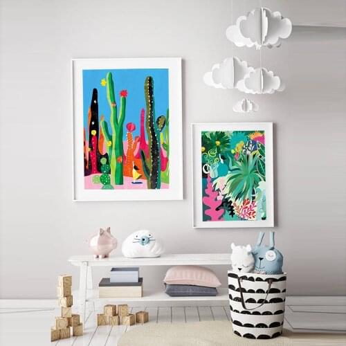 Botanical Garden Cactus Jungle Wall Art Canvas Painting Color Abstract Plants Nordic Poster and Prints Picture Modern Home Decor